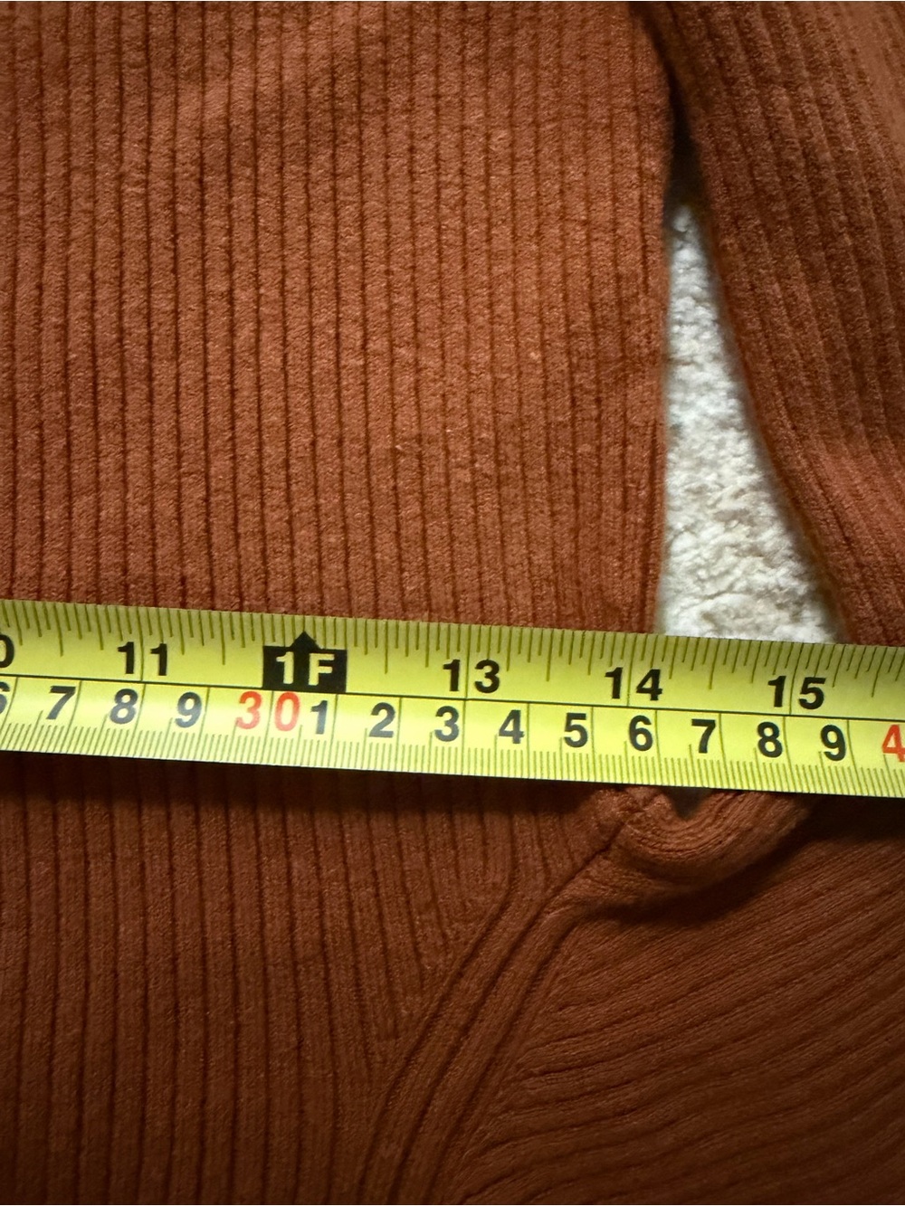 Sezane Ribbed Cropped Cardigan in Rust - Picture 11 of 12